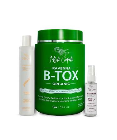I Belli Capelli Ravenna B-tox Masque Lissant Organique Huile R paratrice et Shampooing Purifiant Anti-R sidus Syst me Complet de Lissage pour Tous Types de Cheveux