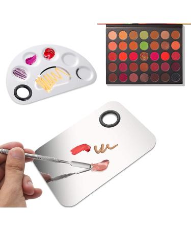 Tamon Stainless Steel Mixing Palette Set - 2 Pack Makeup Palette with Spatula for Cosmetics Nail Design & Pigment Mixing - Buy Online on GoSupps.com