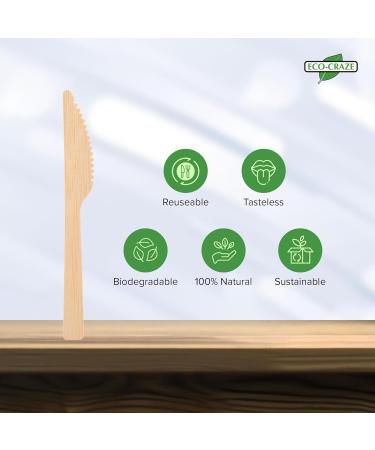 Eco-Craze (1000 Count) Bamboo Disposable Knives 100% Natural & Biodegradable Alternative to Plastic Knives Compostable Bamboo Knives for Party - Buy Online on GoSupps.com