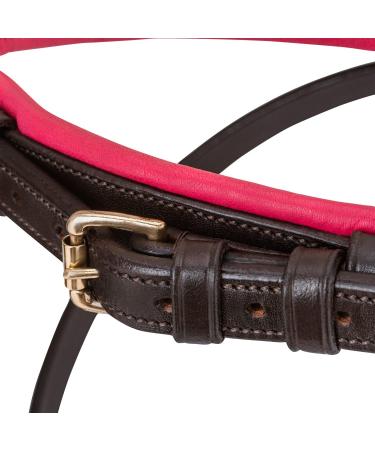 Sunride English Combined Bridle Hawaii with Reins - Soft Real Leather Adjustable Anatomical Design in Brown/Pink for Ponies - Buy Online on GoSupps.com
