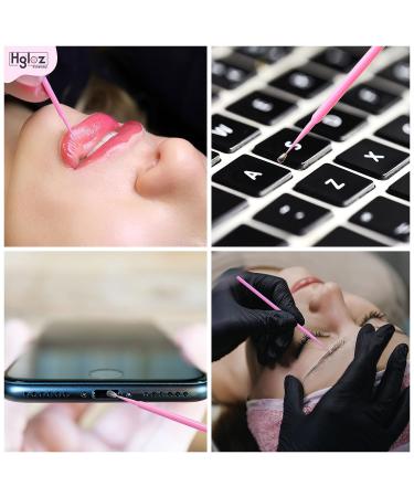 HGLOZ Microswabs for Eyelash Extensions (Pack of 500) - 2mm Pink Soft Micro Applicator Brush for Makeup Application and Cleaning - Buy Online on GoSupps.com