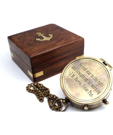 Peter Pan Engraved Brass Compass - Second Star to The Right by J. M. Barrie - Buy Online on GoSupps.com