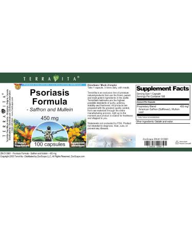 Saffron and Mullein Psoriasis Formula - 450mg (100 Capsules) | ZIN 513981 - Buy Online on GoSupps.com