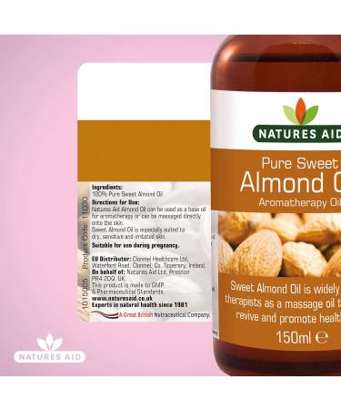 Natures Aid Almond Oil Pure Sweet Almond Oil Massage Oil Suited to Dry Sensitive Skin 150 ml (Pack of 5) - Buy Online on GoSupps.com