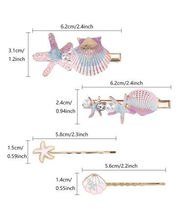 BeShiny Starfish Seashell Pearl Hair Clips - Mermaid Hair Accessories for Women & Girls | Beach Wedding Supplies - Buy Online on GoSupps.com