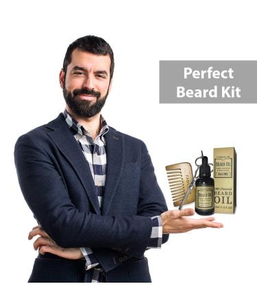 Beard Grooming Kit for Men - 100% Stainless Japanese Scissors Mustache Balm & Trimming Tools | SC-BRS-03.6 - Buy Online on GoSupps.com