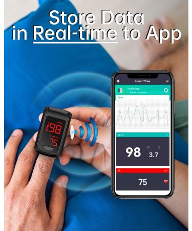 HOLFENRY Fingertip Pulse Oximeter with Bluetooth & App - SpO2 Monitor for Oxygen Saturation & Heart Rate - Black - Buy Online on GoSupps.com