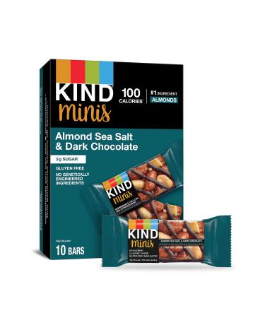 KIND Minis Almond Sea Salt & Dark Chocolate Gluten Free 100 Calories Low Sugar 20 Grams 10 Count Almond Sea Salt Dark Chocolate 10