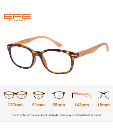 Shop EFE 5-Pack Reading Glasses for Men & Women - Rectangular Wood Grain Design Anti-Fatigue Perfect for Reading PC Smartphone & TV - Multicolored 2.0x - Buy Online on GoSupps.com