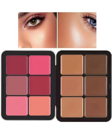  Acunny Blush Palette Cream Foundation Palette Concealer Long Lasting Stain Resistant Mixable Long-lasting Anti-Smut Natural Looking Blendable - Cruaut Free Matte Finish - Buy Online on GoSupps.com