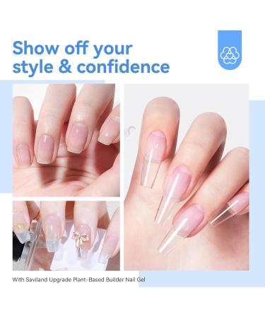 SAVILAND Clear Builder Nail Gel Kit - 15ml Builder Nail Gel In A Bottle Base & Top Gel with Castor Oil & Vitamin E Ingredients Hard Gel Nail Strengthener Gel Hardener Nail Extension Repair Nail Art - Buy Online on GoSupps.com
