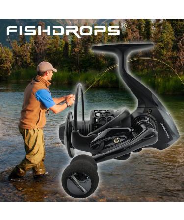 Fishdrops Spinning Fishing Reel 12+1BB Ultra Lightweight Aluminum Spool | Smooth Affordable Reel BE Black Size1000 - Buy Online on GoSupps.com