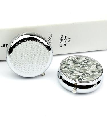 Round White Camouflage Pill Box - 3 Compartment Metal Organizer | Portable & Decorative Pocket Pill Case - Style-37 - Buy Online on GoSupps.com