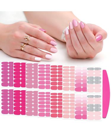 SILPECWEE Pink Nail Wraps for Women Nail Polish Strips Solid Color Glitter Self Adhesive Nail Polish Stickers Gel Nail Strips Fingernail Manicure Stickers with 1pc Nail File (16 Sheets) Pink Solid Color - Buy Online on GoSupps.com