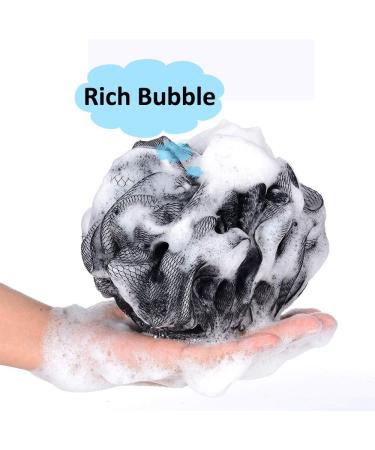 Exfoliating Black Bath Sponge Shower Puff Set for Men and Women - 2 Piece Pack - Buy Online on GoSupps.com