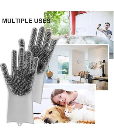 Voarge Silicone Gloves - Antibacterial Cleaning Brush & Wash Scrubber for Kitchen Dishes Bathroom & Car Wash (Gray) - Buy Online on GoSupps.com