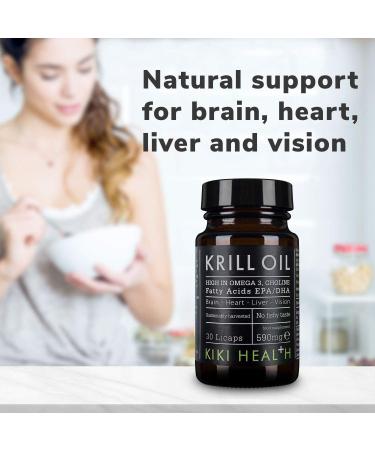KIKI Health Krill Oil Capsules 590mg - High Strength Omega 3 EPA & DHA Support for Heart, Brain, and Vision - Gluten Free Alternative to Fish Oil - 30 Capsules - Buy Online on GoSupps.com
