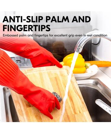 Vgo Reusable Long Sleeve Latex Dishwashing Gloves - Size S Red RB2143 | 1 Pair for Kitchen Cleaning, Washing, Painting, Gardening, Pet Care - Buy Online on GoSupps.com
