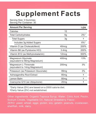 Premium Magnesium Glycinate Gummies with Potassium, Ashwagandha & Vitamin Complex - 90 Ct - Buy Online on GoSupps.com