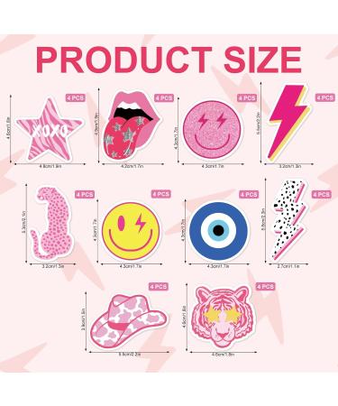 Whaline 40Pcs Preppy Pink Party Cupcake Toppers 10 Designs Paper Cake Decor Cute Cupcake Picks for Y2K Bachelorette Birthday Party Supplies Photo Booth Props - Buy Online on GoSupps.com