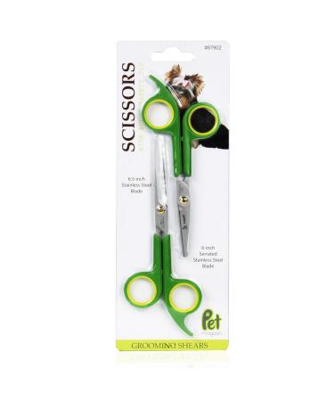 PET MAGASIN Japanese Stainless Steel Grooming Scissors (2) for Facial Hair and Larger for Body Trimming with Round Tip