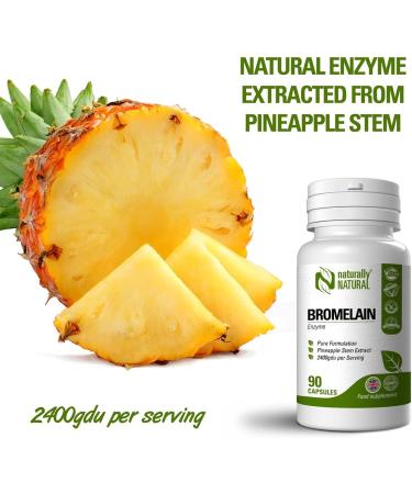 Naturally Natural Bromelain Capsules - 90 Vegan Capsules | High Dose 2400gdu/Serving | Pure Blend for Inflammation, Swelling & Digestion - Buy Online on GoSupps.com