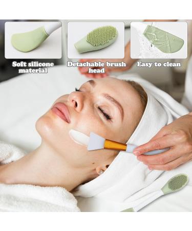 Silicone Face Mask Brush Set - 2 Reusable Applicators for Skincare & Makeup | Green & White Facial Brushes - Buy Online on GoSupps.com