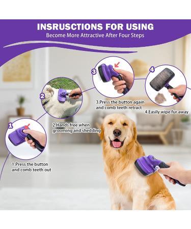 TIMINGILA Self-Cleaning Slicker Brush for Pets - Grooming Tool for Dogs, Cats, and More - Purple - Buy Online on GoSupps.com