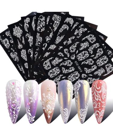 Flower Nail Stickers 5D Lace Engraved Nail Decal Self Adhesive Carving DIY Nail Art 7 Nail ornament Style 7 - Buy Online on GoSupps.com