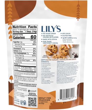 Lily's Chocolate Salted Caramel Flavored No Added Sugar Baking Chips Bag 7 oz (Pack of 2) Bundle With Snack Scout Measuring Spoon - Buy Online on GoSupps.com