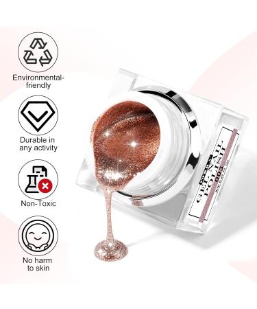 NXJ INFILILA Glitter Nail Polish Platinum Gel Nail Polish Rose Gold Nail Gel Polish Holographic Pigments Diamond Shiny Glitter Nail Gel Soak off UV LED Cured for Home & Salon B-gold - Buy Online on GoSupps.com