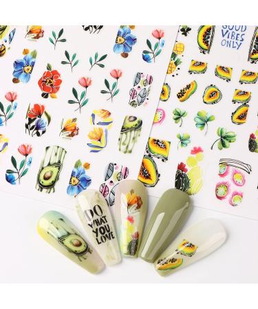10 Sheets 3D Flower Nail Art Stickers - Tropical Plants Mandala Leaf Decals for Women and Girls - Buy Online on GoSupps.com