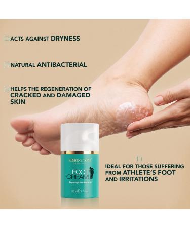 Simon & Tom Foot Cream | Organic Argan & Tea Tree Oil | Antibacterial & Regenerating | 50 ml - Made in Spain for Dry & Cracked Skin - Buy Online on GoSupps.com