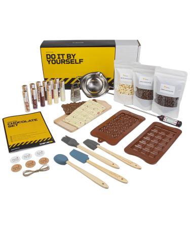 Dabies DIY set chocolate to make yourselfChocolate kit with natural ingredients & 12 toppings |Gift idea for children & adults |Ideal for birthday & for Easter |Beginner set chocolate set - Buy Online on GoSupps.com