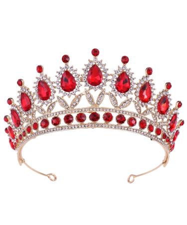 Tiaras and Crowns for Women  Bridal Wedding Headpiece Princess Birthday Party Pageant Headband Red