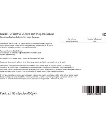 Swanson Full Spectrum St. John's Wort 375mg High-Dose 120 Capsules SOYA-Free Gluten-Free GMO-Free - Buy Online on GoSupps.com