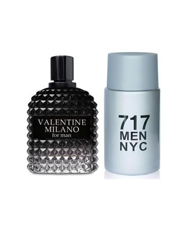 2PCS Valentine Milano/717 Men NYC Eau De Toilette for Men-Fresh Romantic Scent Perfume for Men 3.4 Fl Oz Each Mens Cologne For All Skin Daily Used MilanoMen/717 Men NYC