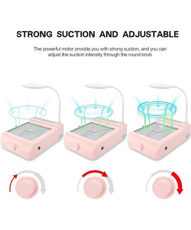 AONOLOVO Nail Dust Collector with Light - Powerful Nail Vacuum Vent Fan for Salon Nails Tech - Pink - Buy Online on GoSupps.com
