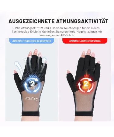 AOKITEC UV Gloves for Nails - UPF 50+ Fingerless UV Protection for Manicure & Nail Art Anti-UV Black Gloves for Skin Care & Nail Polish - Buy Online on GoSupps.com