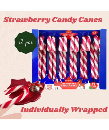Candy Canes 24 Pcs - Peppermint and Strawberry Flavours - Individually Wrapped Ideal for Christmas Birthday Halloween Easter Party Favours and Stocking Fillers - Buy Online on GoSupps.com