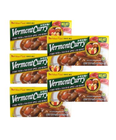 5 Packs  House Foods Vermont Curry Medium Hot 8.11 Oz (230g)
