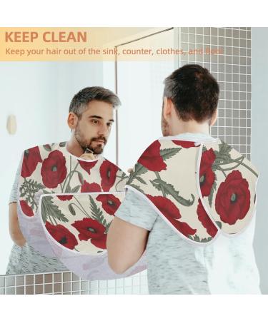 Shop Poppy Painting Beard Bib Apron - Non-Stick Waterproof Hair Catcher for Men | Perfect Grooming Cloth & Gift Idea - Buy Online on GoSupps.com