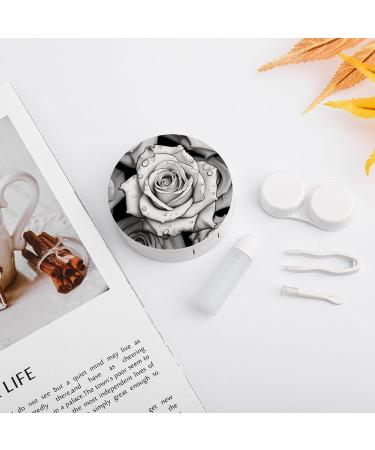 Buy Black White Rose Print Contact Lens Case | Travel & Care Box for Lenses | International Shipping - Buy Online on GoSupps.com