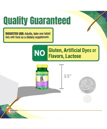 Spring Valley Vitamin B1 (Thiamine) Tablets 250mg - 100 Ct | Supports Energy & Metabolism | Dietary Supplement + VenanciosFridge Sticker - Buy Online on GoSupps.com