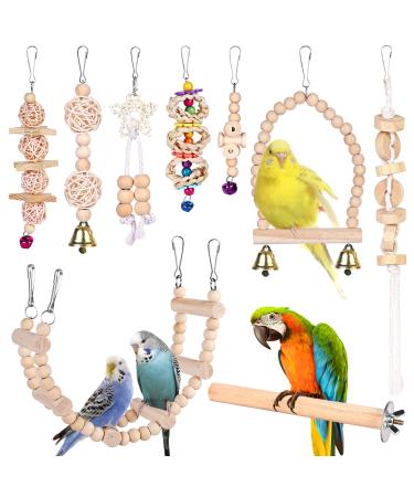 Bird toys vegen 9er set birds wooden ladder toy with landing site bird cage Accessories for budgies papals gray parrot nymphensittiche finchen sittiche aras kakadus multi-colored (9-part) - Buy Online on GoSupps.com