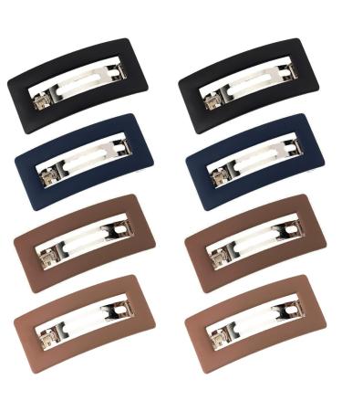 8Pcs Hair Clips for Women Large Matte Flat Hair Claw Clips for Women Automatic Hair Barrettes Rectangle Vintage Hair Accessories for Thin and Thick Hair