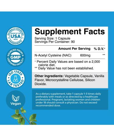 NAC Supplement N-Acetyl Cysteine 600mg - Vegan High Absorption Capsules for Liver Detox Lung Health & Immunity Support | 180 Servings - Buy Online on GoSupps.com