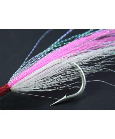 Bucktail Teasers Fishing Hooks | Saltwater Lures for Fluke Rig | 10pcs Pink Mylar Flash Jig Hooks - Buy Online on GoSupps.com
