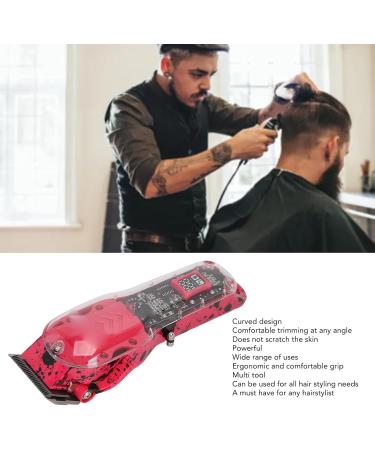 Electric Hair Trimmer Rechargeable Barber Clipper with Colorful Guided Combs LED Display Transparent Hair Cutting Tools for Home Salon (Red) - Buy Online on GoSupps.com
