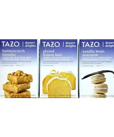 Butterscotch Blondie, Glazed Lemon Loaf, Vanilla Bean Macaron - Tazo Dessert Delights Tea - Variety Pack of 3